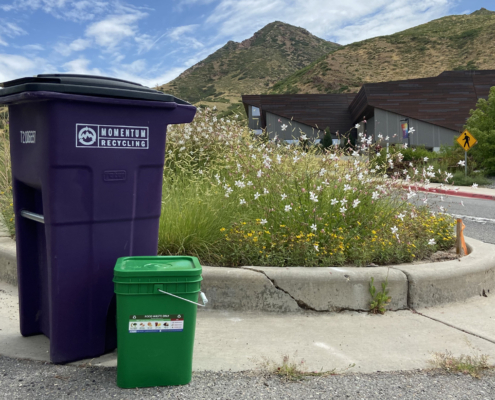 Glass and food waste recycling bins in Utah