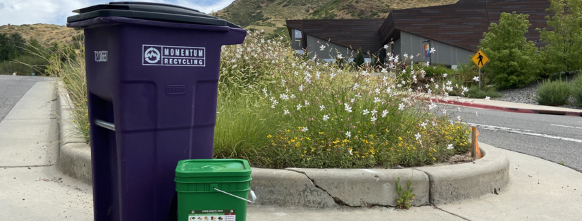 Glass and food waste recycling bins in Utah