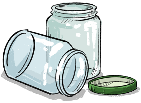Empty glass jars with lids