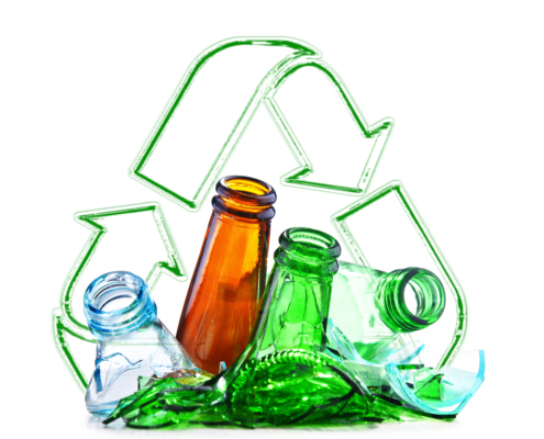 AI-generated image of glass getting recycled