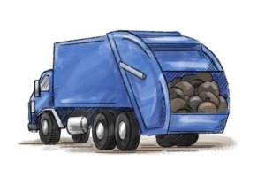 Momentum blue glass recycle truck